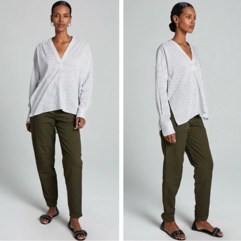 A.L.C. Laurie Silk and Cotton Striped Tunic Top - Picture 6 of 11